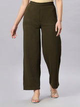 Sea & Mast - Stretchable Regular Fit Textured Poly-Viscose Co-ords, Slip On, Waist Length With Elasticated Waist Pant, Olive, Plus Size