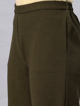 Sea & Mast - Stretchable Regular Fit Textured Poly-Viscose Co-ords, Slip On, Waist Length With Elasticated Waist Pant, Olive, Custom