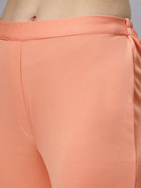 Sea & Mast - Stretchable Regular Fit Textured Poly-Viscose Co-ords, Slip On, Waist Length With Elasticated Waist Pant, Light Orange