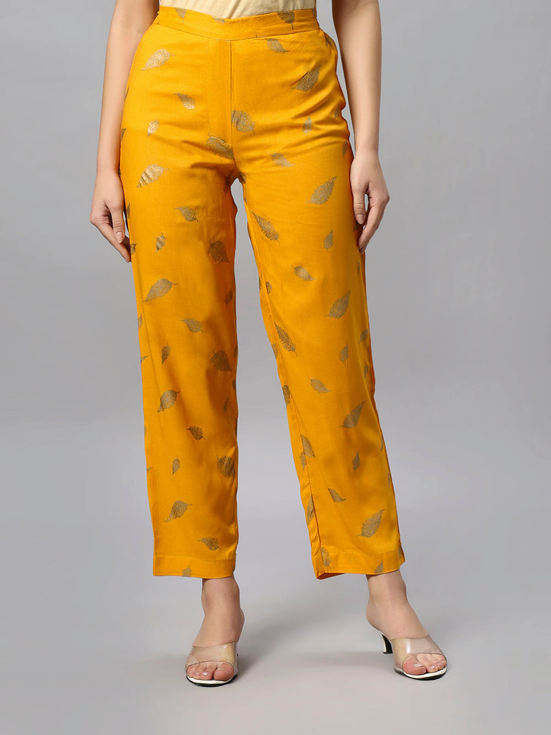 Sea & Mast - Oversized Foil Printed Cotton Co-ords, Slip On, Waist Length With Elasticated Waist Pant, Yellow, Plus Size