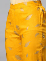 Sea & Mast - Oversized Foil Printed Cotton Co-ords, Slip On, Waist Length With Elasticated Waist Pant, Yellow, Custom