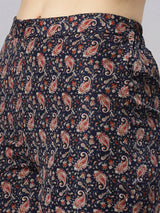 Sea & Mast - Oversized Paisley Printed Poly Co-ords, Slip On, Waist Length With Elasticated Waist Pant, Navy, Custom