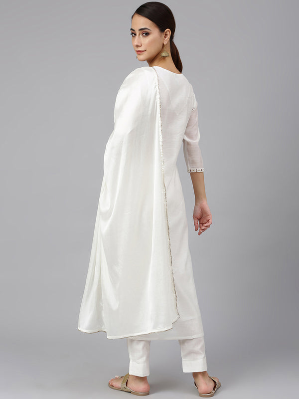 WHITE SUIT POLY SILK